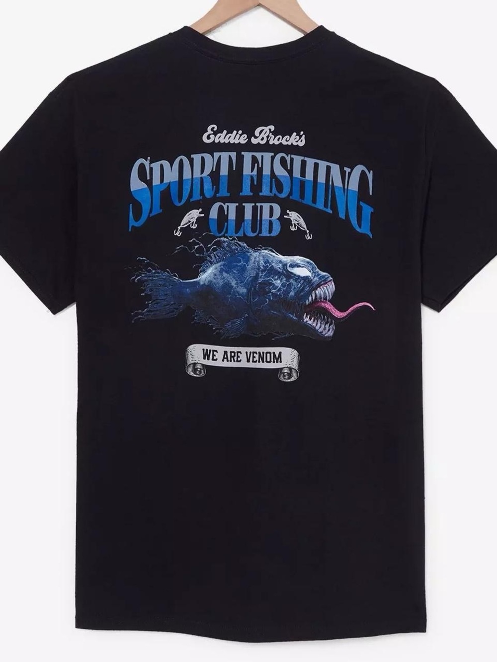 Eddie Brock's Sport Fishing Club Graphic Tee - Black with Blue Fish